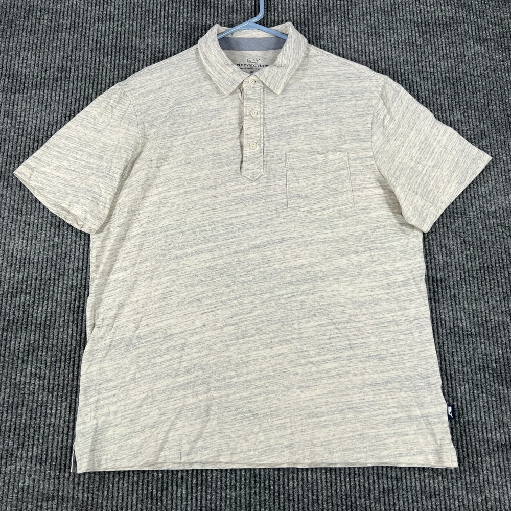 Vineyard Vines Polo Shirt Mens Medium Gray Short Sleeve Lightweight Casual